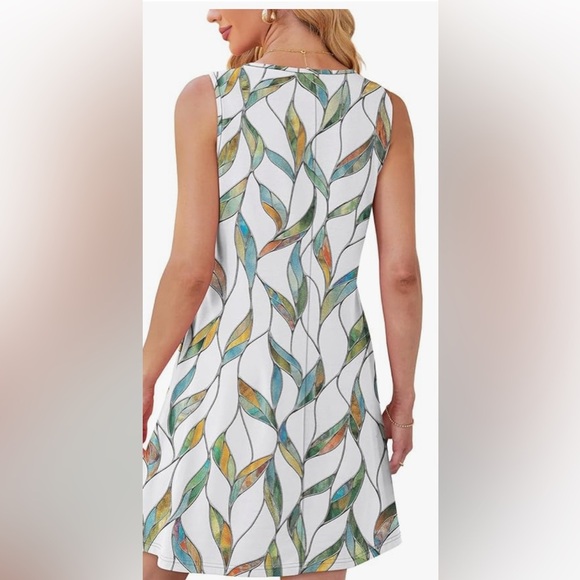 Pleated Front Tank Dresses Fashion 
Sleeveless Pockets Sundress Casual Summer - Picture 2 of 5